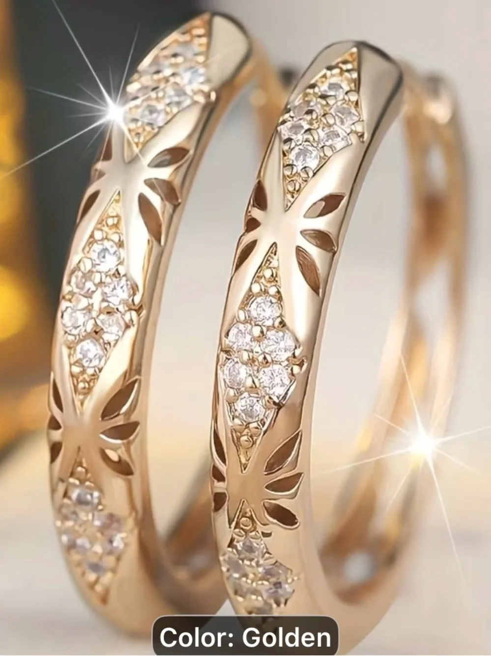 Vintage synthetic micro pave colored Golden Hoop Earrings with Crystal Accents